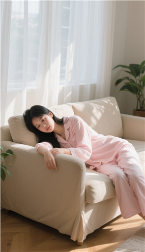 室内慵懒风家居美女生活摄影图片